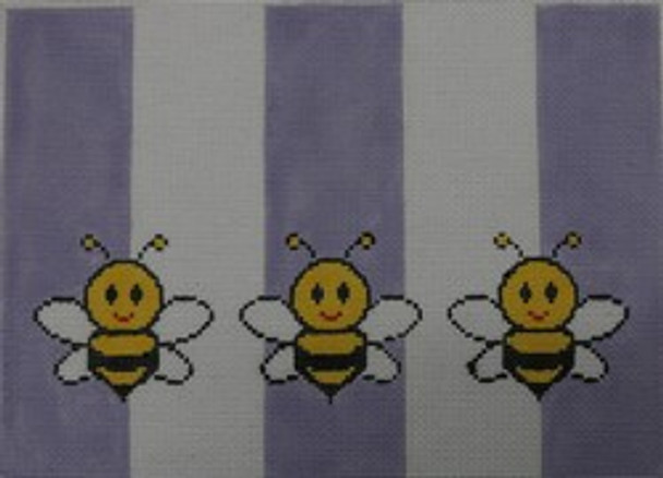 SG27 Bees - Lavender 6 x 7.5 18 Mesh Kristine Kingston Needlepoint Designs