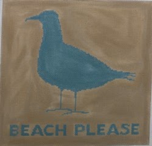 P113	9 x 9 		Beach Please - Tan Background 18 Mesh Kristine Kingston Needlepoint Designs