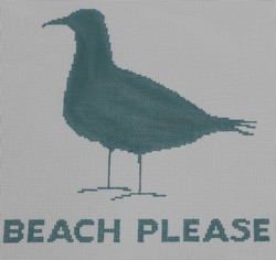 P112 9 x 9 Beach Please - White Background 18 Mesh Kristine Kingston Needlepoint Designs