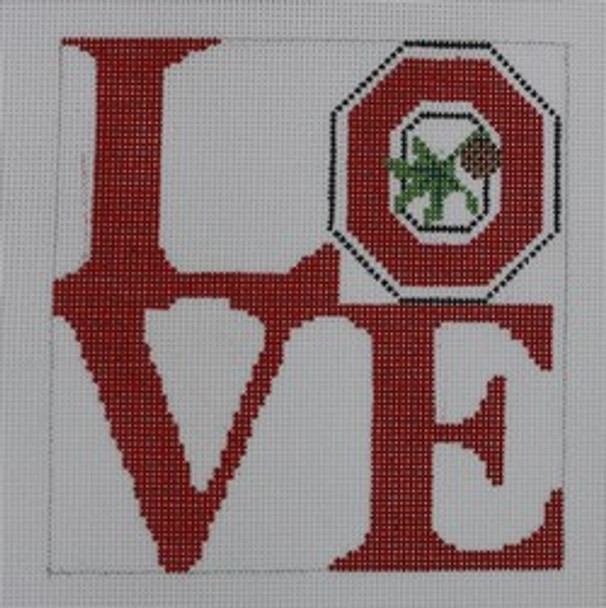 O131 Love Ohio State 4.75 x 5 18 Mesh Kristine Kingston Needlepoint Designs