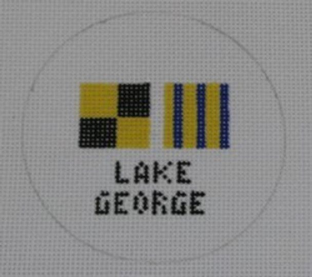 NTO52 Lake Geo 3" Round 18 Mesh Kristine Kingston Needlepoint Designs