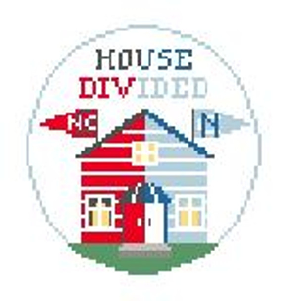 BT271O House Divided NC State/UNC Kathy Schenkel Designs 4" diameter 18 Mesh