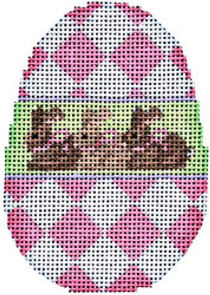 EG-320 Pink Harlequin/Bunny Egg 2.75x3.75 18 Mesh Associated Talents 