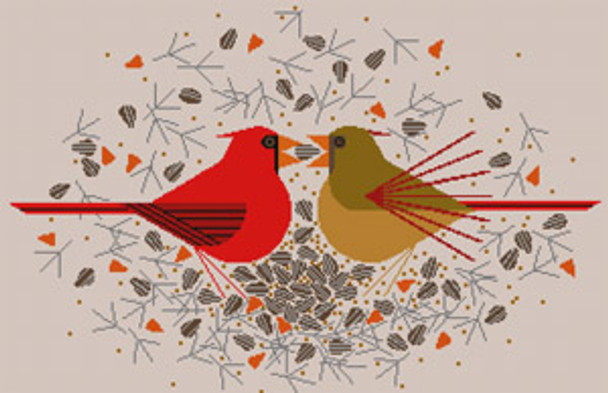 Cardinal Courtship HC-C355 Charley Harper 18 Mesh 18 x 11 1/2