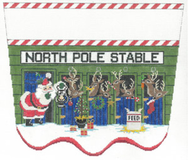 XC-37 North Pole Santa 18 Mesh CHRISTMAS STOCKING CUFF The Meredith Collection