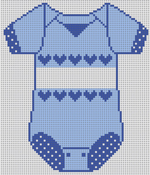 XO-183bb Baby Onesie - Blue With Name And Date 5 x 4 1/2 18 Mesh The Meredith Collection