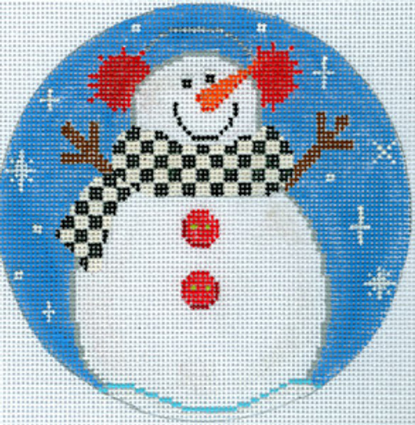 XO-186d Snowman With Earmuffs  5" Round 18 Mesh The Meredith Collection