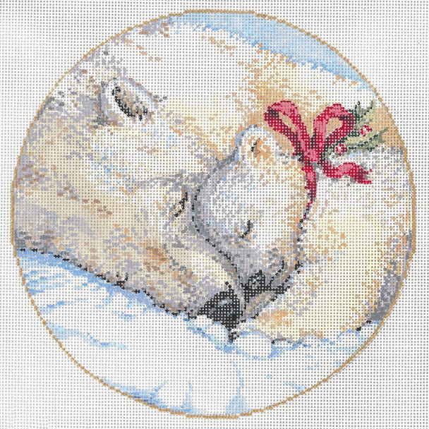 Cuddle Polar Bears 7.25 dia.18 Mesh Once In A Blue Moon By Sandra Gilmore 18-1059 