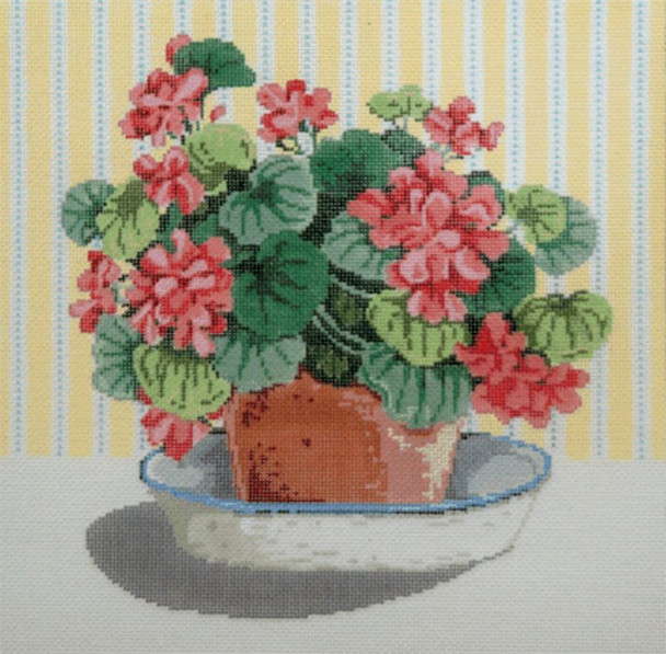 Geraniums 10 x 10  18 Mesh Once In A Blue Moon By Sandra Gilmore 18-510