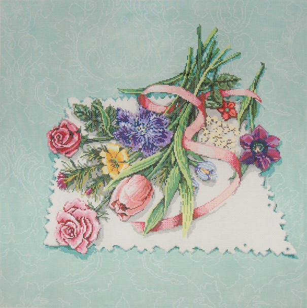 Fragrant Gathering 20 x 20  14 Mesh Once In A Blue Moon By Sandra Gilmore 14-1076 