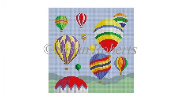 0714 Hot Air Balloons 6" x 6" 18 Mesh Susan Roberts Needlepoint 