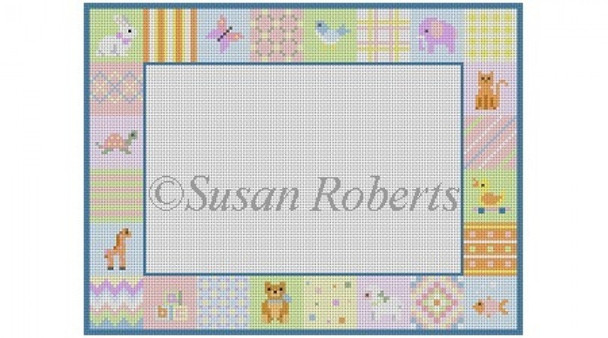 0875  Patchwork Frame 8.25" x 6.25" 18 Mesh Susan Roberts Needlepoint 