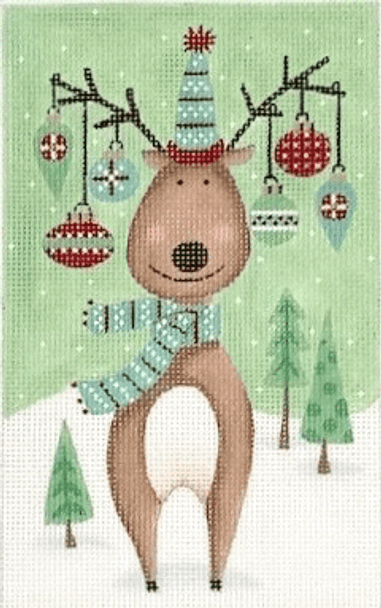 DK-CH06 Happy Reindeer 4" x 6.5" 18 Mesh ©Diane Kater