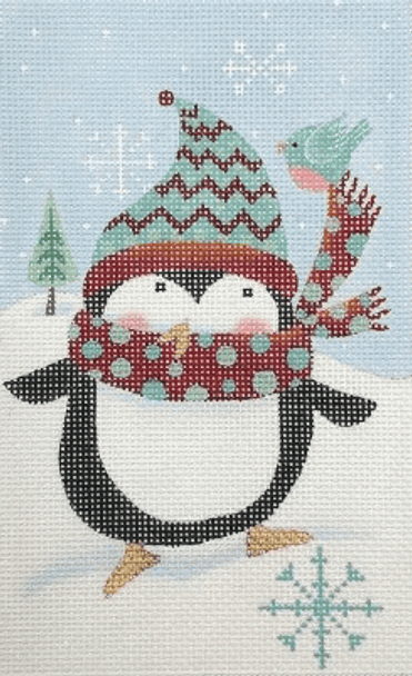 DKCH07 Happy Penguin 4" x 6.5" 18 Mesh ©Diane Kater
