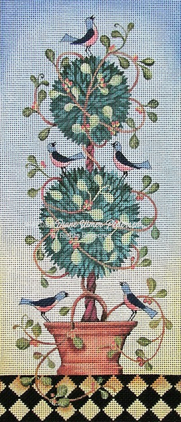 DPFL08 Topiary Birds With Stitch Guide By Kathy Kulesza 5.25x12 18 Mesh Diane Ulmer Pedersen