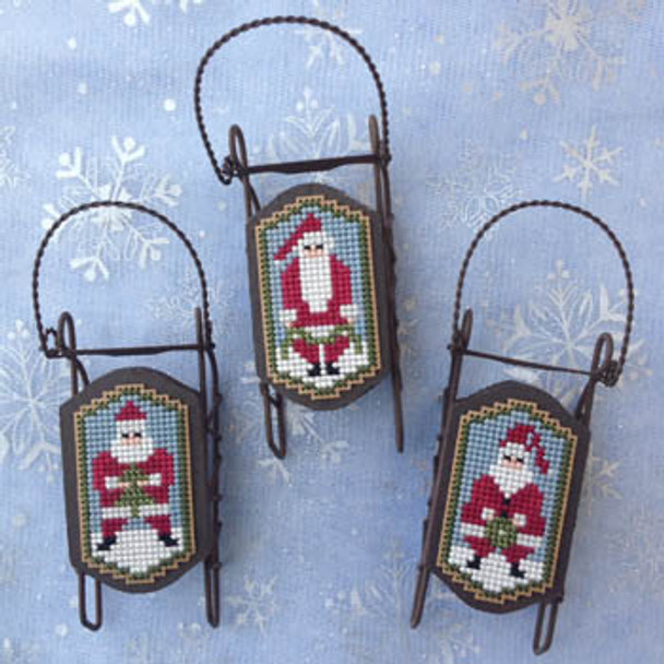 Santa Folk 17 x 31 each - perforated paper Foxwood Crossings Sleds Sold Separately 15-2295  YT