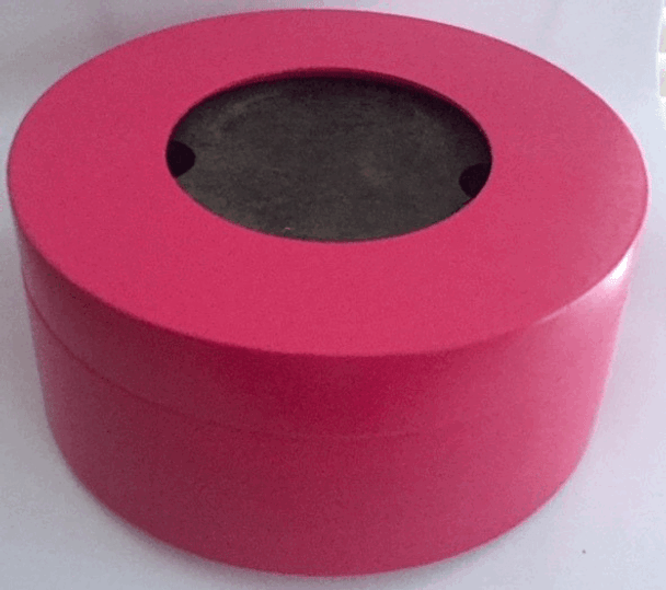 Aqua Round Box 2.5" opening Magnetic Closure Beth Gantz Shown In Pink