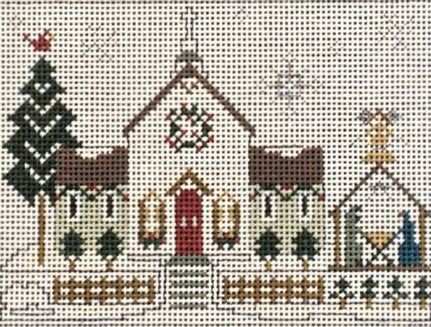 EWE-573 Town Church©Little House Needleworks	 6 1/4 x 4 3/4  13 Mesh Ewe And Eye