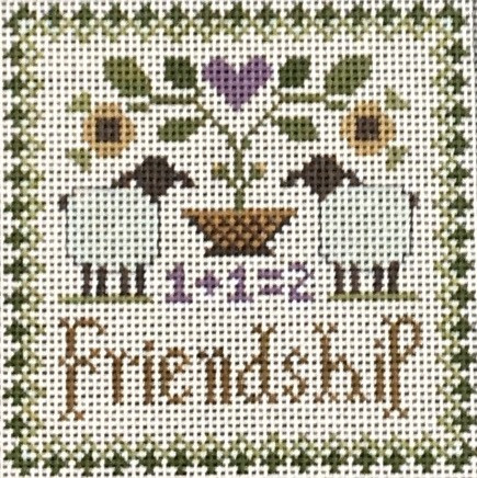 EWE-586	Friendship©Little House Needleworks  4 7/8 x 4 7/8  13 Mesh Ewe And Eye