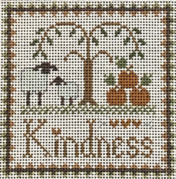 EWE-587 Kindness©Little House Needleworks   4 7/8 x 4 7/8  13 Mesh Ewe And Eye