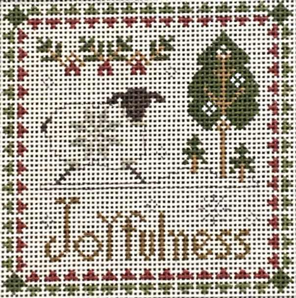 EWE-589 Joyfulness©Little House Needleworks 4 7/8 x 4 7/8  13 Mesh Ewe And Eye