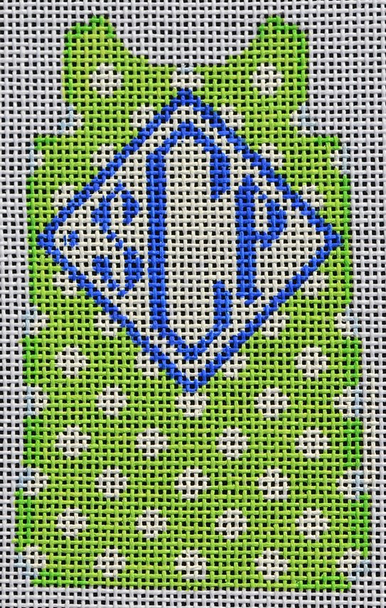 MS64LA Lime Polka Dot Monogram Mini Shift 2.5x4 #18 Mesh Two Sisters Designs