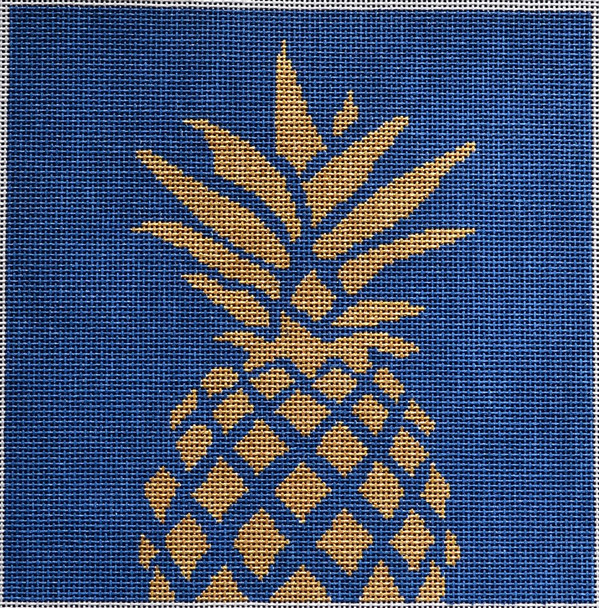 SQ60N Pineapple Stencil/Navy 8”x8” #14 Mesh Two Sisters Designs