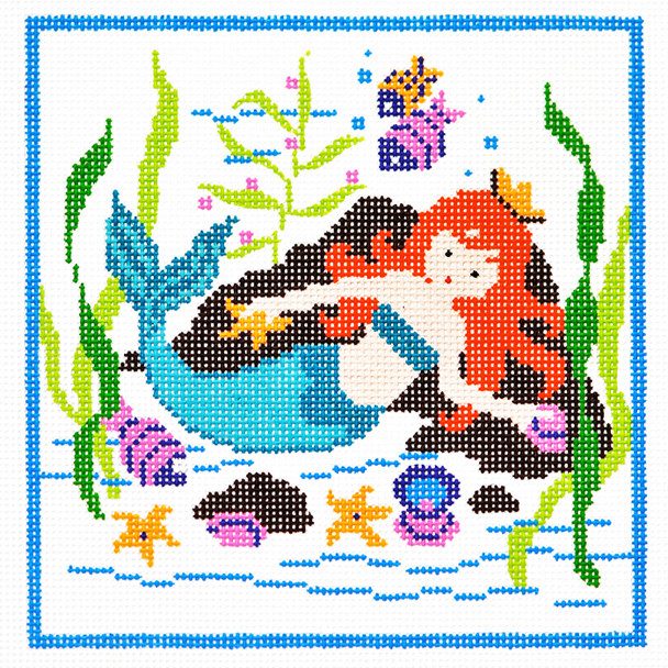 AO1267 Lee's Needle Arts Juvenile,Little Mermaid Hand-painted canvas - 13 Mesh 7in. X 7in.