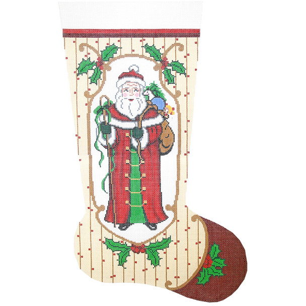 XS7182 Lee's Needle Arts Stocking Old Time Santa - Red, 12"x23", 13M