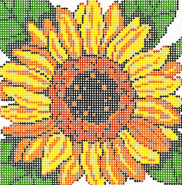 AO1232 Lee's Needle Arts  Sunflower Hand-painted canvas - 12 Mesh 7in. X 7in.