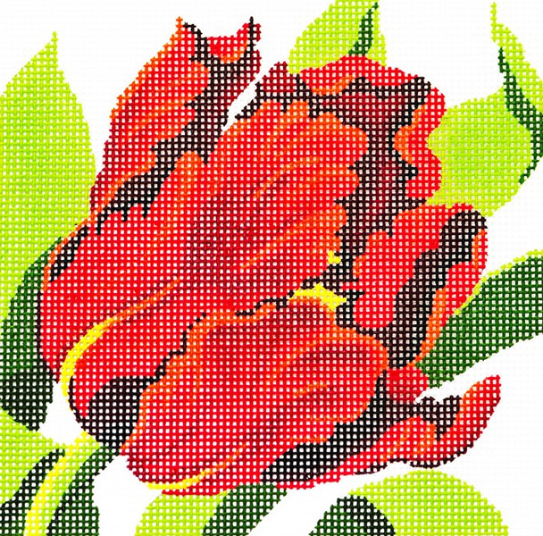 AO1249 Lee's Needle Arts Floral, Red Tulip Hand-painted canvas - 12 Mesh 7in. X 7in.