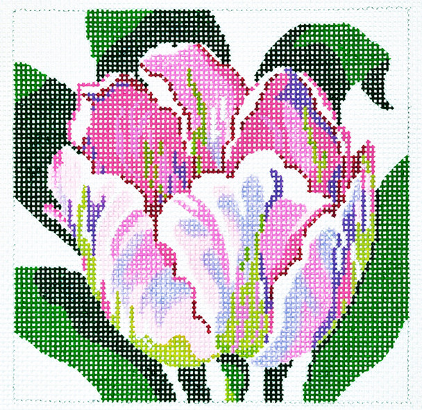 AO1274 Lee's Needle Arts Floral, Tulip Hand-painted canvas - 12 Mesh 7in. X 7in.