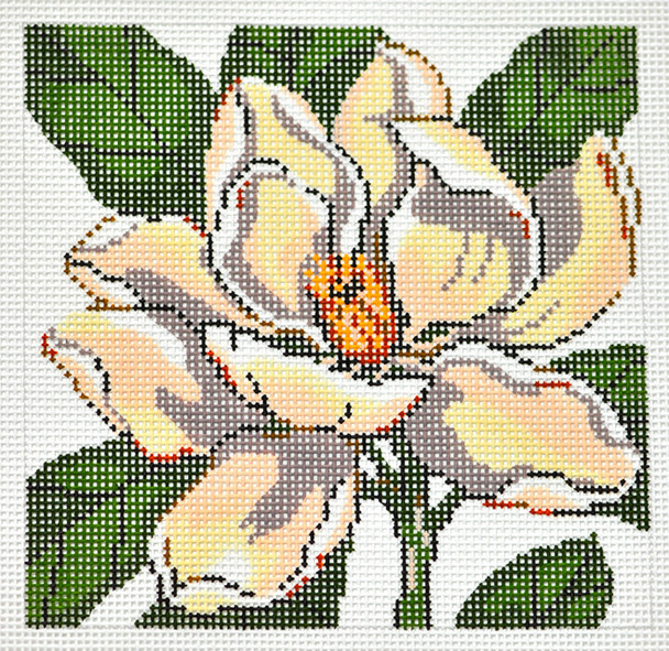 AO1276 Lee's Needle Arts Floral, Magnolia Hand-painted canvas - 12 Mesh 7in. X 7in.