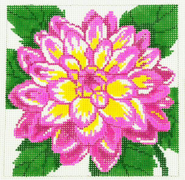 AO1283 Lee's Needle Arts Floral, Dahlia Hand-painted canvas - 12 Mesh 7in. X 7in.