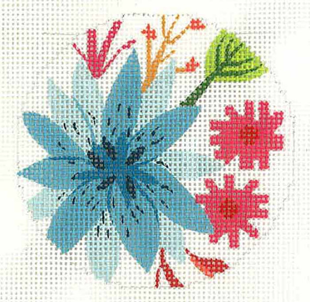 BJ227 Lee's Needle Arts BJ227 Garden Party Hand-painted canvas - 18 Mesh 3in. ROUND