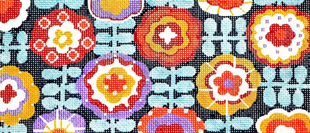 BR05 Lee's Needle Arts Folk Flowers Hand-painted canvas - 18 Mesh 8.25in. X 4in.