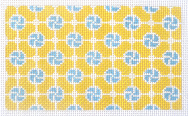 SOS5013 Blue & Yellow Pinwheels 18 Mesh 5.25in x 3in BD Size Son of a Stitch Designs