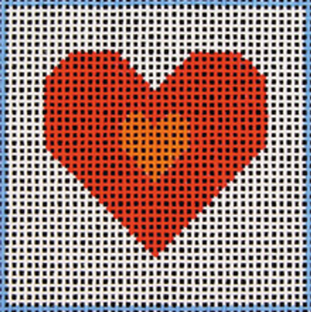 D2 Red & Orange Heart DeElda Needleworks Beginner Needlepoint kit