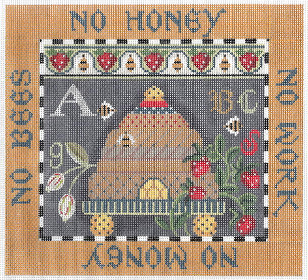 KCA40-18 Bees Proverb Sampler 7.85"W x 7"H 18 Mesh  With Stitch Guide, Embellishment Kit, and Thread Kit KELLY CLARK STUDIO, LLC