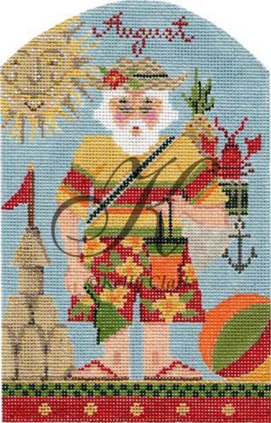 KLJ08 August Santa 4.33"w x 7.25"h 18 Mesh With Stitch Guide KELLY CLARK STUDIO, LLC