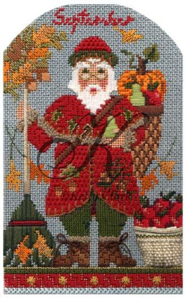 KLJ09 September Santa 4.33"w x 7.25"h 18 Mesh With Stitch Guide KELLY CLARK STUDIO, LLC