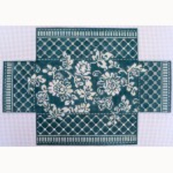Wg12469 Karen's Teal Damask Brick 9 3/4 X 13 3/4 13ct Whimsy And Grace BRICK COVER 