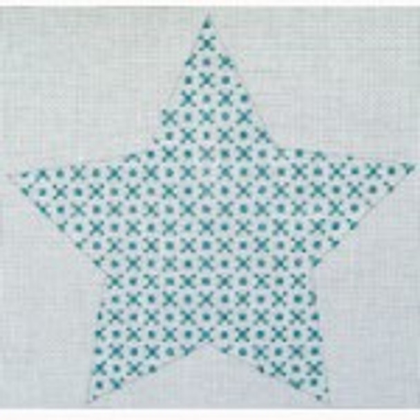 Wg11839 Mara's Big Star - teal 6"   18 ct  Whimsy And Grace ORNAMENT 