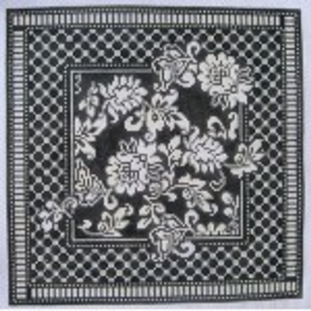 Wg12685 13 ct Karen's Damask Pillow Charcoal And White 11 1/2 square 13 ct  Whimsy And Grace NEEDLE CASE 