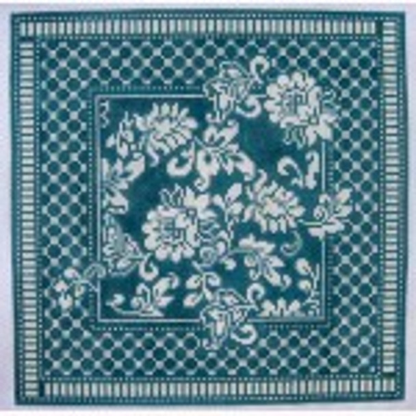 Wg12686 Karen's Teal Damask Pillow 11 1/2 square 13 ct  Whimsy And Grace NEEDLE CASE 