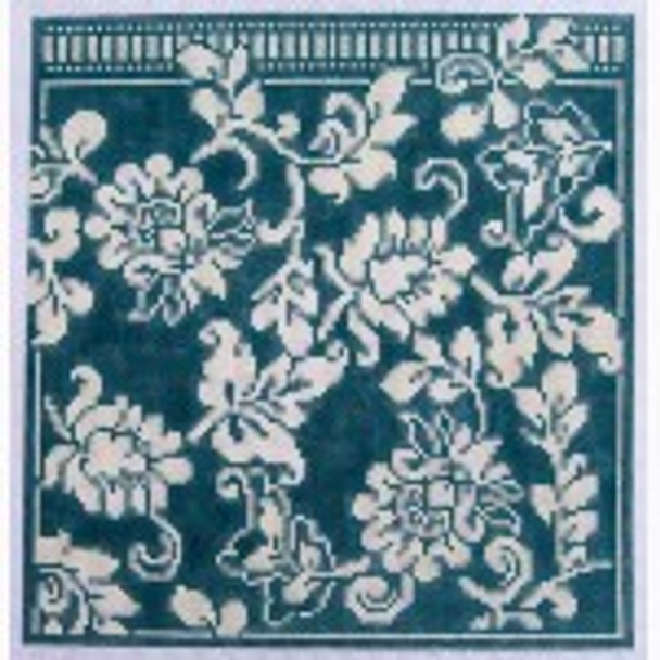 Wg12682 Karen's Teal Damask EGC 6 3/ 4 X 7 18ct Whimsy And Grace