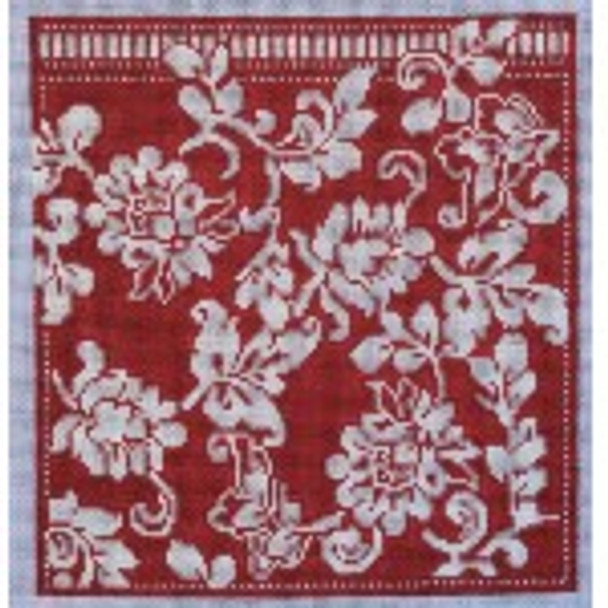 Wg12693 Karen's Red Damask EGC 6 3/4 X 7 18ct Whimsy And Grace