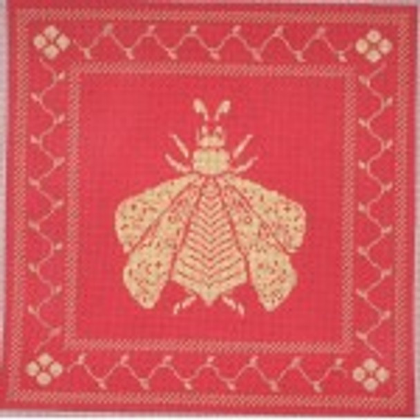 Wg12164 N's Bee Square Coral & Butter14 1/2 sq 13 ct  Whimsy And Grace Coasters