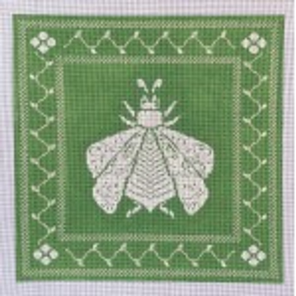 Wg12167 N's Bee Green & Cream 10 1/2 Square 18 ct Whimsy And Grace Coasters