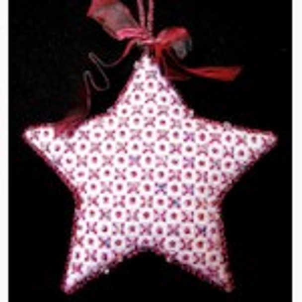 Wg11840 Mara's Big Star - pink 6"   18 ct  With Crystals And Beads Whimsy And Grace ORNAMENT